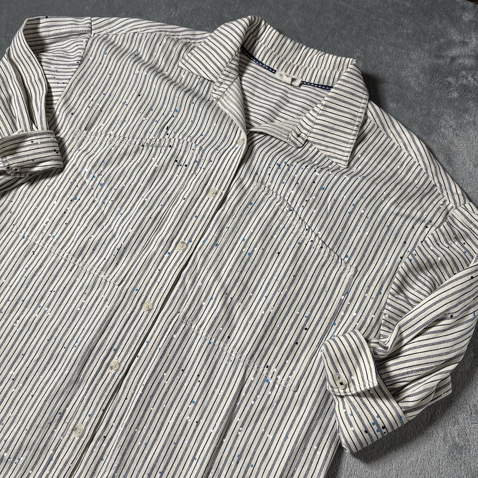 Anthropologie Pilcro Studio Size Small Blue Pattern Smock Button-Down Shirt